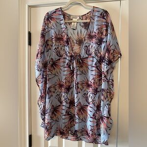 Jessica Simpson Blue Tropical Tie-Front Cover-Up